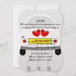 Romantic Retro Car Wedding Bridal Shower Invitation