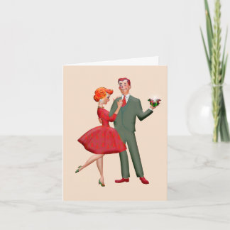 ROMANTIC RETRO CHRISTMAS GREETING CARD