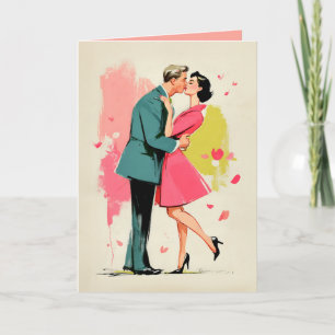 Romantic Retro Couple Kiss Card