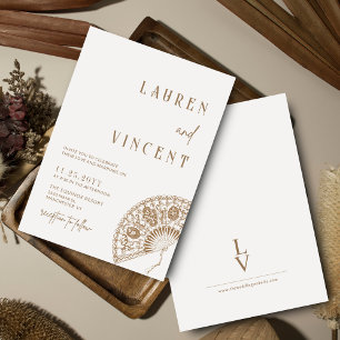 Romantic Rich Classic Vintage Hand Fan Wedding Invitation