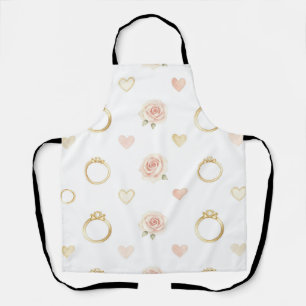 Romantic Rings and Roses Seamless Pattern Apron