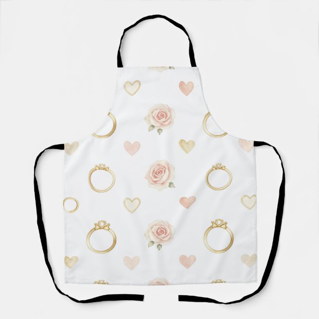 Romantic Rings and Roses Seamless Pattern Apron (Front)
