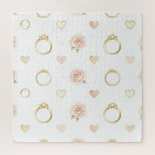 Romantic Rings and Roses Seamless Pattern Jigsaw Puzzle