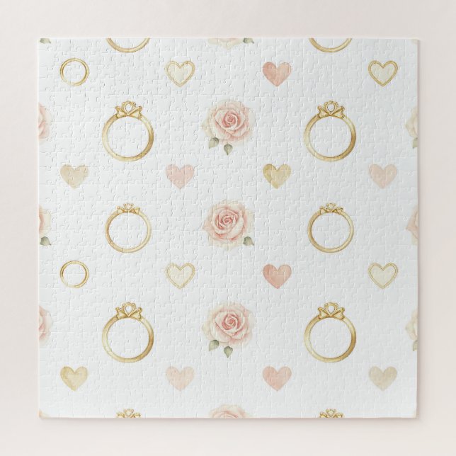 Romantic Rings and Roses Seamless Pattern Jigsaw Puzzle (Vertical)