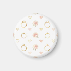 Romantic Rings and Roses Seamless Pattern Magnet