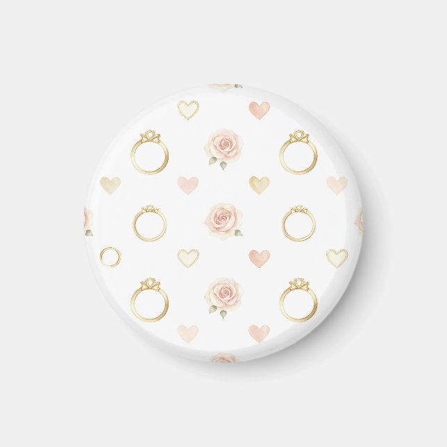 Romantic Rings and Roses Seamless Pattern Magnet (Front)