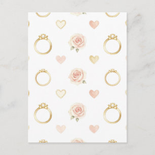 Romantic Rings and Roses Seamless Pattern Postcard