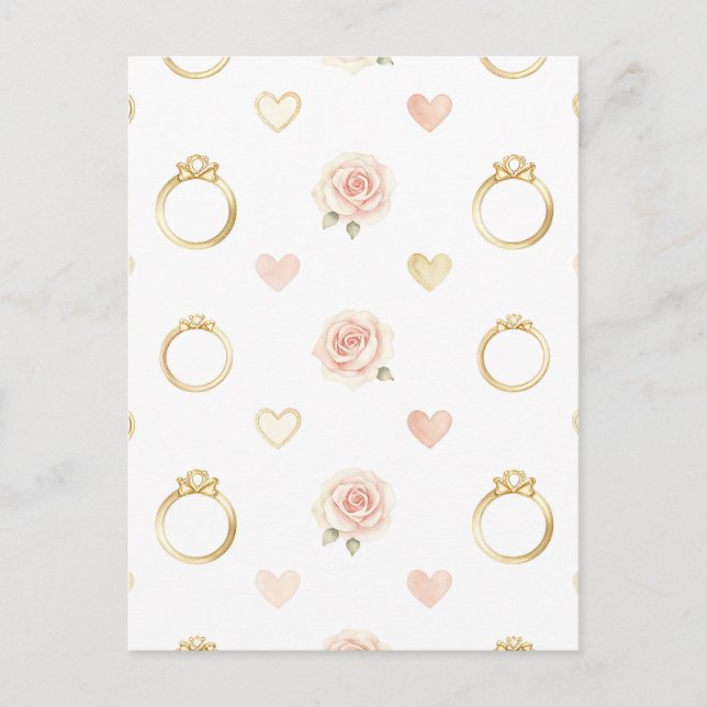 Romantic Rings and Roses Seamless Pattern Postcard (Front)