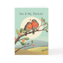 Romantic Robins on a Tree Branch Valentines Day