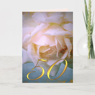 Romantic Rose 50 text wedding anniversery card