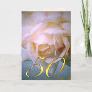 Romantic Rose 50 text wedding anniversery card