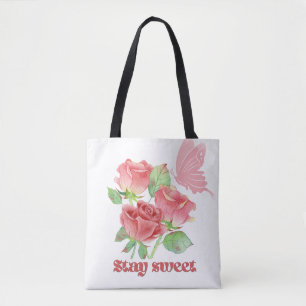 Romantic Rose Aesthetic Tote - Inspirational Gift Bag