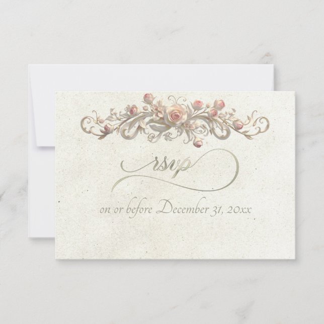 Romantic Rose Arc - Cream RSVP Card (Front)