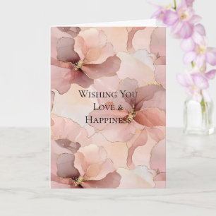 Romantic Rose Blush Pink Gold Floral Wedding Card
