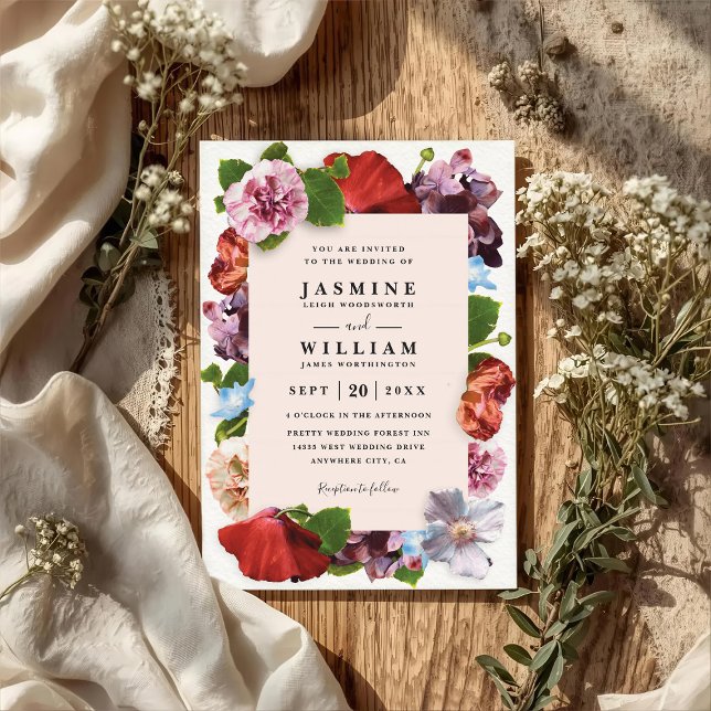 Romantic Rose Elegant Modern QR Code Wedding Invitation (Creator Uploaded)