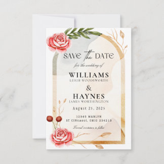Romantic Rose Floral Save the Date Card