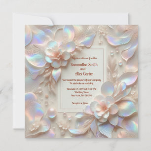 Romantic Rose Flower wedding Invitation Flat Card