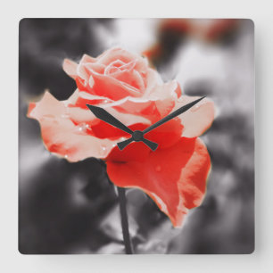 Romantic Rose Flowers #3 Square Wall Clock