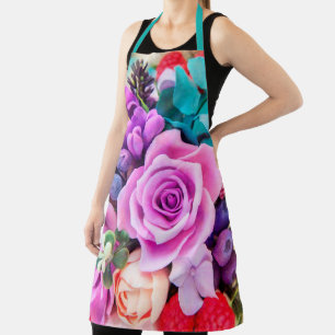 Romantic Rose Flowers Garden Apron