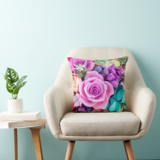 Romantic Rose Flowers Garden Cushion
