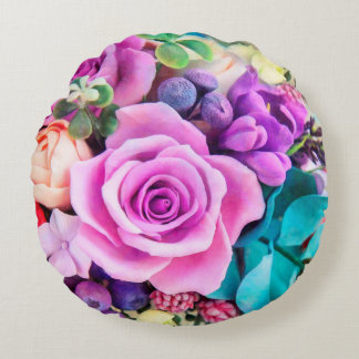 Romantic Rose Flowers Garden Round Cushion
