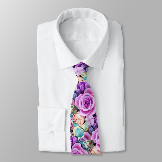 Romantic Rose Flowers Garden Tie (Tied)