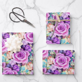 Romantic Rose Flowers Garden Wrapping Paper Sheet