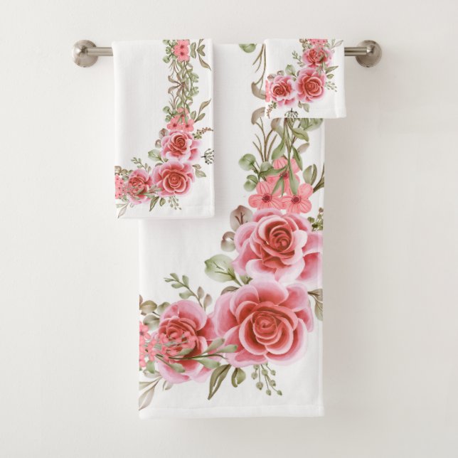 Romantic Rose Garden Bathroom Towel Set (Insitu)