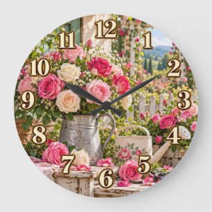 Romantic Rose Garden Country Clock