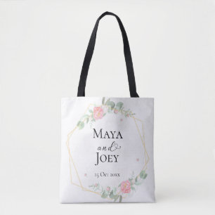 Romantic Rose Geometric Wedding Tote Bag
