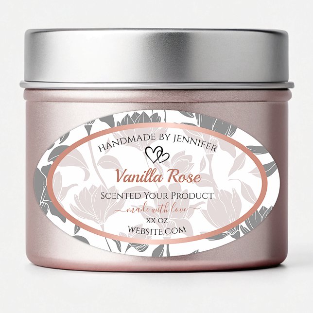 Romantic Rose Gold and Grey Floral Product Labels (Creator Uploaded)