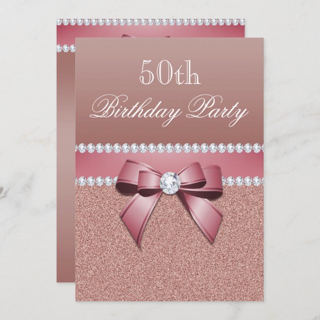 Romantic Rose Gold Birthday Party Invitation (Front/Back)