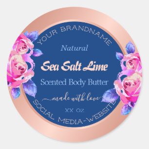 Romantic Rose Gold Blue Product Packaging Labels