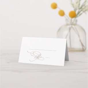 Romantic Rose Gold Calligraphy   Flourish Wedding Place Card