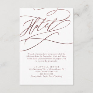 Romantic Rose Gold Calligraphy Hotel Enclosure Card
