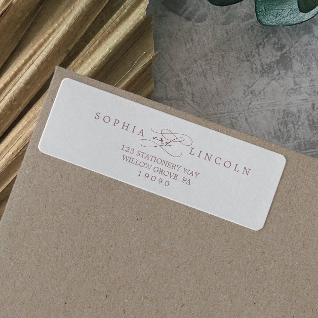 Romantic Rose Gold Calligraphy Return Address Label (Creator Uploaded)