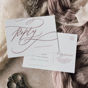 Romantic Rose Gold Calligraphy Song Request RSVP Invitation Postcard