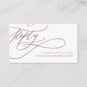 Romantic Rose Gold Calligraphy Website RSVP Enclosure Card