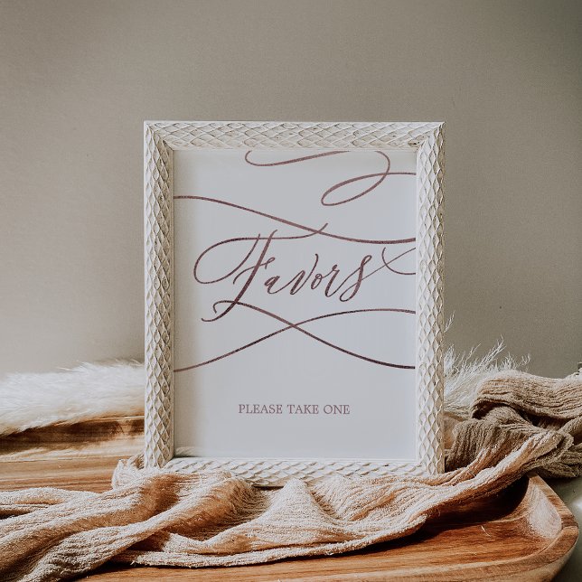 Romantic Rose Gold Calligraphy Wedding Favors Sign (Creator Uploaded)