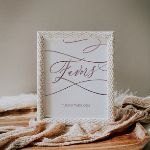 Romantic Rose Gold Calligraphy Wedding Favours Sig Poster