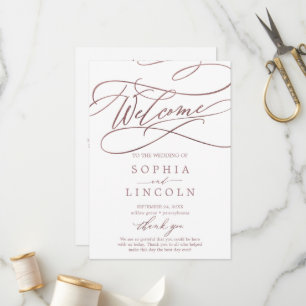 Romantic Rose Gold Calligraphy Wedding Program