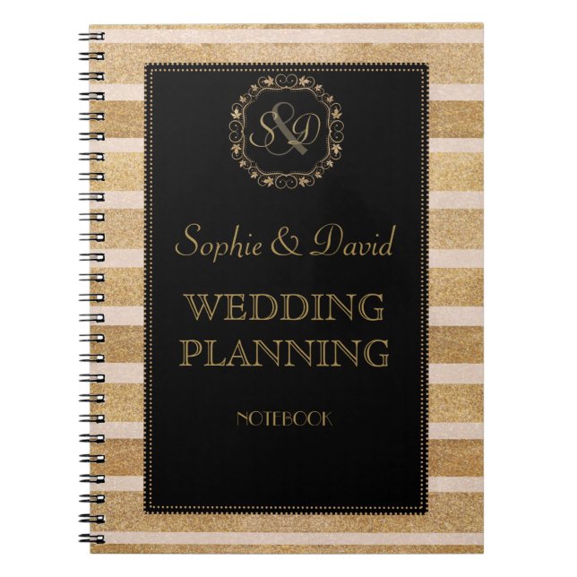 Romantic Rose Gold Fall Wreath Wedding Planner Notebook (Front)
