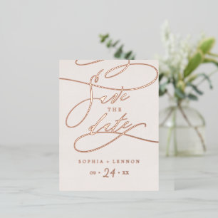 Romantic Rose Gold Foil and Blush Save the Date Foil Invitation Postcard