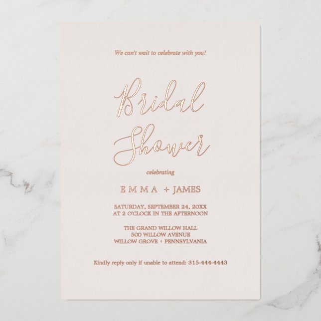 Romantic Rose Gold Foil | Blush Bridal Shower  (Front)