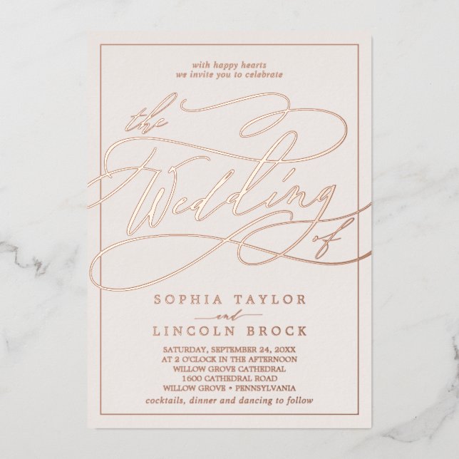 Romantic Rose Gold Foil | Blush Frame Wedding (Front)