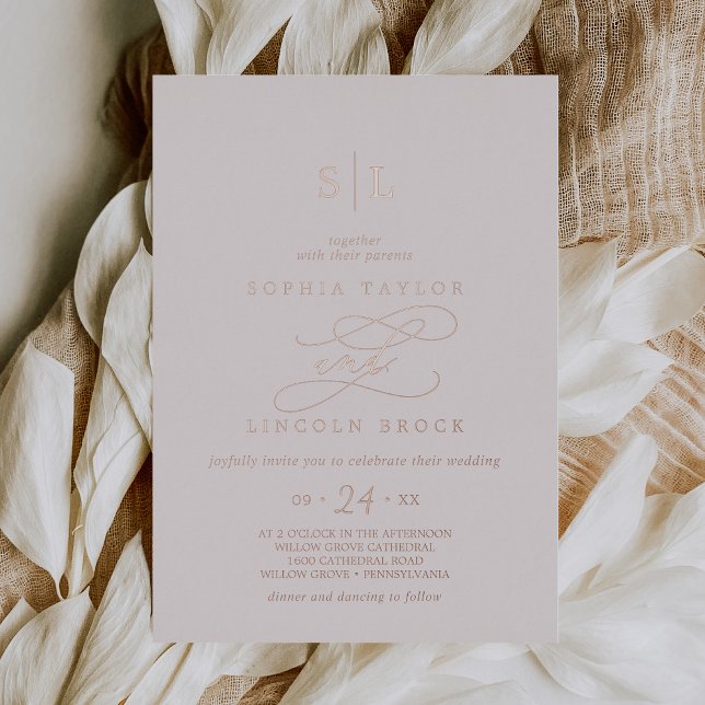 Romantic Rose Gold Foil | Blush Monogram Wedding (Creator Uploaded)