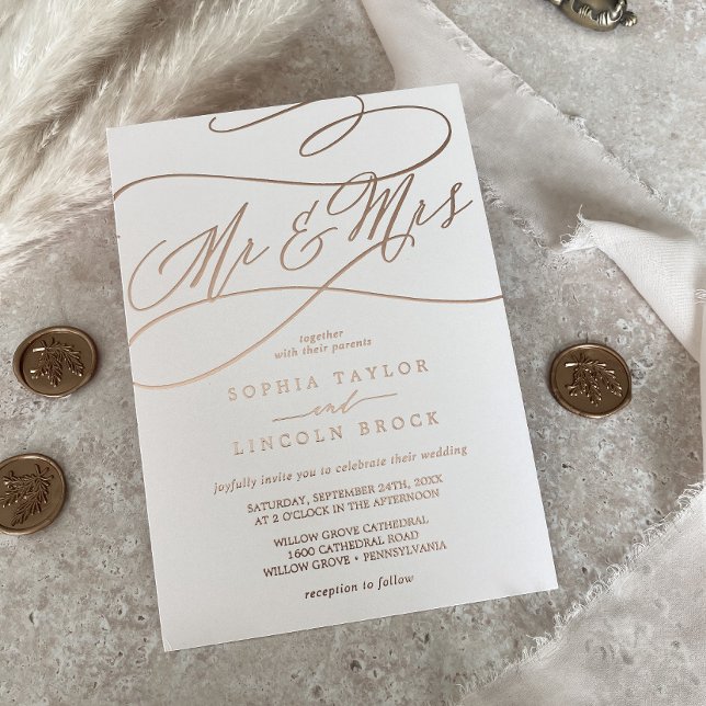 Romantic Rose Gold Foil | Blush Mr & Mrs Wedding (Creator Uploaded)