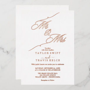 Romantic Rose Gold Foil   Mr. & Mrs. Wedding 