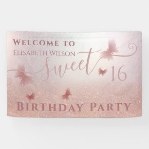 Romantic Rose gold glittery ombre butterfly Sign