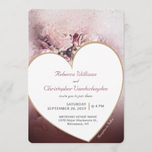 Romantic Rose Gold Heart Themed Wedding Invitation